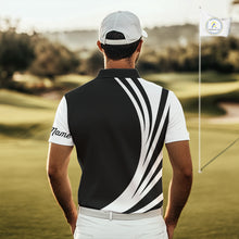 Load image into Gallery viewer, Mens polo golf shirts custom name black and white golf shirt, team golf shirts mens NQS9844