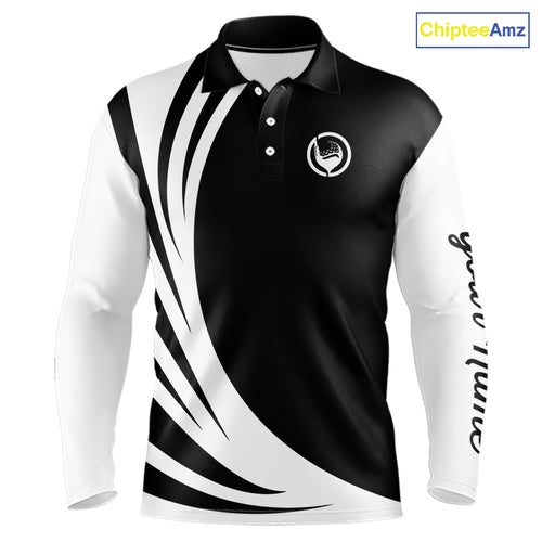 Mens polo golf shirts custom name black and white golf shirt, team golf shirts mens NQS9844