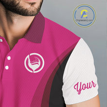 Load image into Gallery viewer, Mens polo golf shirts custom name pink and white golf shirt, team golf shirts mens NQS9846