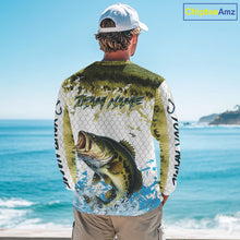 Load image into Gallery viewer, Largemouth bass fishing green scales UV protection custom hooded sun shirt, Bass fishing jerseys NQS10229