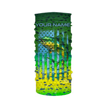 Load image into Gallery viewer, Mahi mahi ( Dorado) fishing American flag green mahi mahi scales Customized Long Sleeve Fishing Shirts NQS2182