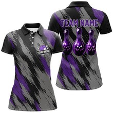 Load image into Gallery viewer, Black and purple camo Halloween Women Bowling Polo, Quarter zip shirt custom bowling Team jerseys NQS8202