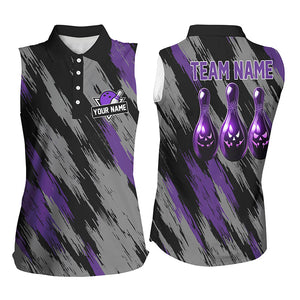 Black and purple camo Halloween Women Bowling sleeveless Polo shirt custom bowling Team jerseys NQS8202