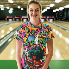Load image into Gallery viewer, Funny colorful graffiti pattern Bowling Team Shirt For Women Custom Ladies Bowling Jersey NQS10823