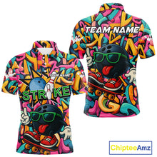 Load image into Gallery viewer, Funny colorful graffiti pattern Bowling Team Polo, 1/4 Zip Shirt For Men Custom Mens Bowling Jersey NQS10823