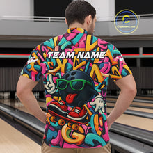Load image into Gallery viewer, Funny colorful graffiti pattern Bowling Team Polo, 1/4 Zip Shirt For Men Custom Mens Bowling Jersey NQS10823