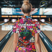 Load image into Gallery viewer, Funny pink graffiti pattern Bowling Team Shirt For Women Custom Ladies Bowling Jersey NQS10824