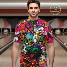 Load image into Gallery viewer, Funny pink graffiti pattern Bowling Team Polo, 1/4 Zip Shirt For Men Custom Mens Bowling Jersey NQS10824