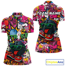 Load image into Gallery viewer, Funny pink graffiti pattern Bowling Team Shirt For Women Custom Ladies Bowling Jersey NQS10824
