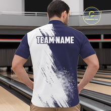 Load image into Gallery viewer, Custom Blue and White Strike Bowling Shirts Men Polo, Quarter Zip Bowling Team Jerseys Bowling League NQS10826