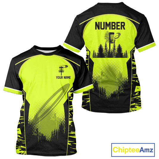 Black and Green camo Disc Golf Shirts custom name and number team disc golf outfits NQS11201