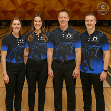 Load image into Gallery viewer, Black and Blue Lightning Thunder Panther Bowling Team Shirts For Men Custom Panther Bowling Jerseys NQS11205