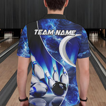 Load image into Gallery viewer, Blue Light pattern Bowling Polo, Quarter Zip shirts for men Custom Bowling Team League Jerseys NQS9340