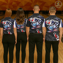 Load image into Gallery viewer, Custom bowling polo shirts, 1/4 zip shirts for Women, US Flag patriotic team bowling league shirts NQS11409