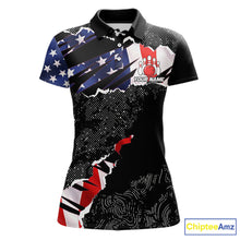 Load image into Gallery viewer, Custom bowling polo shirts, 1/4 zip shirts for Women, US Flag patriotic team bowling league shirts NQS11409