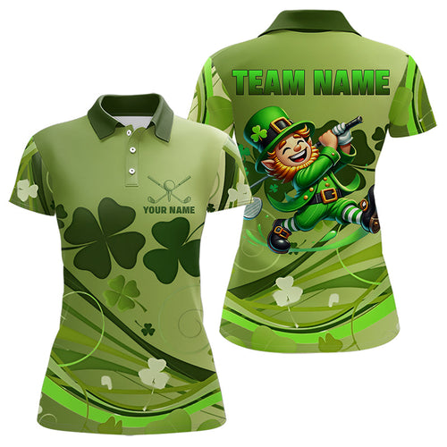 Green shamrock Lucky Golf Polo Shirts For Women Custom St Patrick Day Team Golf Shirts NQS9470