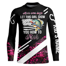Load image into Gallery viewer, Move over boys let this girl show you how to fish Crappie fishing pink camo custom 3D fishing shirt NQS9471