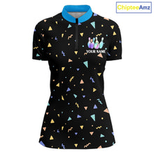 Load image into Gallery viewer, Hologram colors geometric pattern Black Bowling Shirts for Women Custom Team Bowling League Jersey NQS11607