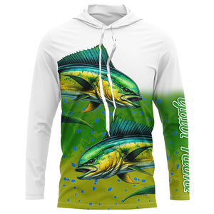 Mahi-mahi Fishing Customize Name Green Scales Long Sleeve Fishing Shirts, Personalized Fishing Gift NQS261