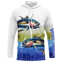 Load image into Gallery viewer, Tuna Fishing Customize Name Scales Long Sleeve Fishing Shirts, Personalized Tuna Fishing Gift NQS262