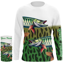 Load image into Gallery viewer, Musky Fishing Customize Green Scales UV Protection Fishing Shirts For men, Personalized Fishing Gifts NQS263