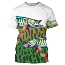 Load image into Gallery viewer, Musky Fishing Customize Green Scales UV Protection Fishing Shirts For men, Personalized Fishing Gifts NQS263