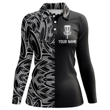 Load image into Gallery viewer, Disc golf pattern basket black Womens disc golf polo shirt, personalized disc golf gifts for ladies NQS5679