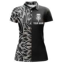Load image into Gallery viewer, Disc golf pattern basket black Womens disc golf polo shirt, personalized disc golf gifts for ladies NQS5679