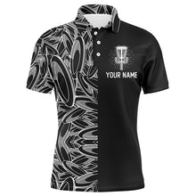 Load image into Gallery viewer, Disc golf pattern basket black Mens disc golf polo shirt, personalized disc golf gifts for mens NQS5679