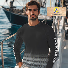 Load image into Gallery viewer, Striped Bass scales fishing Custom black long sleeve Fishing Shirt, Striper Fishing jerseys NQS10083