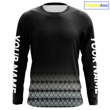 Load image into Gallery viewer, Striped Bass scales fishing Custom black long sleeve Fishing Shirt, Striper Fishing jerseys NQS10083