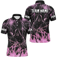 Load image into Gallery viewer, Pink lightning thunder Skull Flame Bowling Shirts For Men custom bowling team league jerseys NQS8008