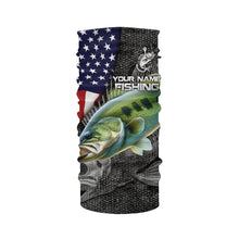 Load image into Gallery viewer, Largemouth Bass fishing American flag custom fishing shirts for men Performance Long Sleeve NQS3708