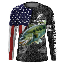 Load image into Gallery viewer, Largemouth Bass fishing American flag custom fishing shirts for men Performance Long Sleeve NQS3708