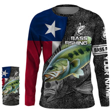 Load image into Gallery viewer, Largemouth Bass fishing Texas flag custom fishing shirts for men Performance Long Sleeve NQS3709