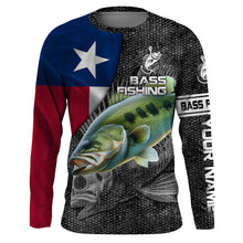 Load image into Gallery viewer, Largemouth Bass fishing Texas flag custom fishing shirts for men Performance Long Sleeve NQS3709