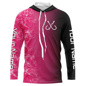 Pink black ocean camo fishing fish on Custom long sleeve performance Fishing jerseys NQS6101