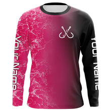 Load image into Gallery viewer, Pink black ocean camo fishing fish on Custom long sleeve performance Fishing jerseys NQS6101