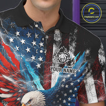 Load image into Gallery viewer, Personalized American Flag Eagle Lightning Thunder Bowling Team Shirt For Men, Patriotic Bowling Gift NQS10834