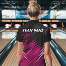Load image into Gallery viewer, Pink and Black Bowling Shirts For Women Custom Name and Team name  Bowling Jerseys Bowlers Outfit NQS11001