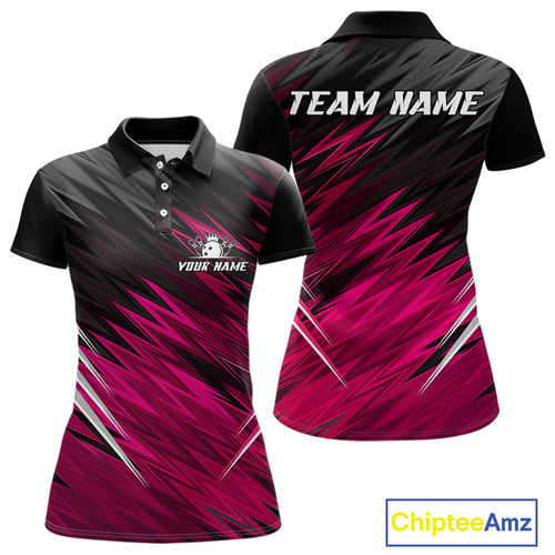 Pink and Black Bowling Shirts For Women Custom Name and Team name  Bowling Jerseys Bowlers Outfit NQS11001