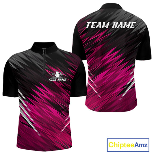 Pink and Black Bowling Shirts For Men Custom Name and Team name  Bowling Jerseys Bowlers Outfit NQS11001