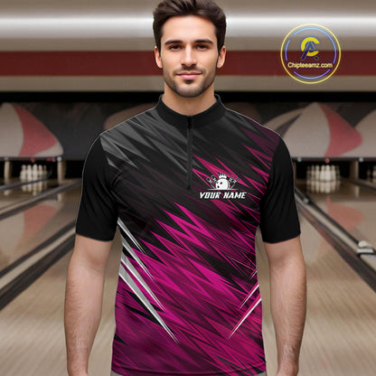 Pink and Black Bowling Shirts For Men Custom Name and Team name  Bowling Jerseys Bowlers Outfit NQS11001