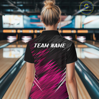 Pink and Black Bowling Shirts For Women Custom Name and Team name  Bowling Jerseys Bowlers Outfit NQS11001