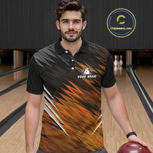 Load image into Gallery viewer, Orange and Black Bowling Shirts For Men Custom Name and Team name  Bowling Jerseys Bowlers Outfit NQS11002