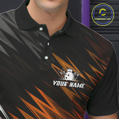 Orange and Black Bowling Shirts For Men Custom Name and Team name  Bowling Jerseys Bowlers Outfit NQS11002