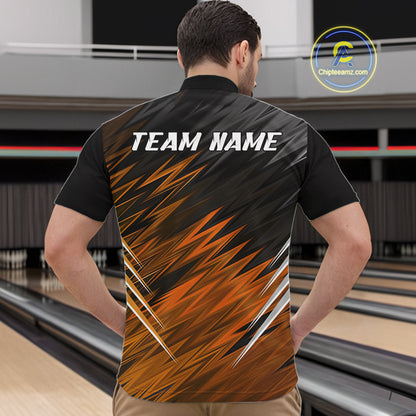 Orange and Black Bowling Shirts For Men Custom Name and Team name  Bowling Jerseys Bowlers Outfit NQS11002