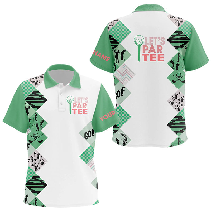 Green and White Kid Golf Polo Shirts custom Let's par tee golf tops for Kid golfing gifts NQS9137