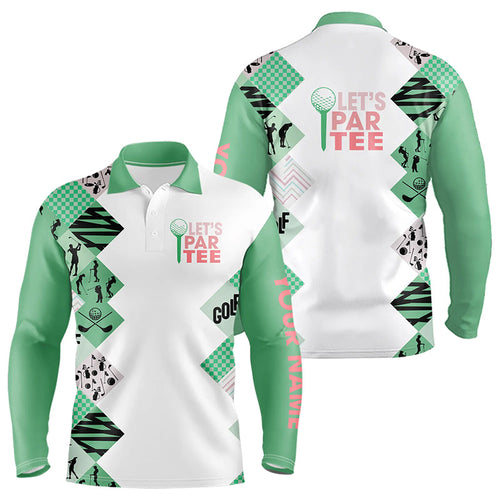 Green and White Mens Golf Polo Shirts custom Let's par tee golf tops for men golfing gifts NQS9137