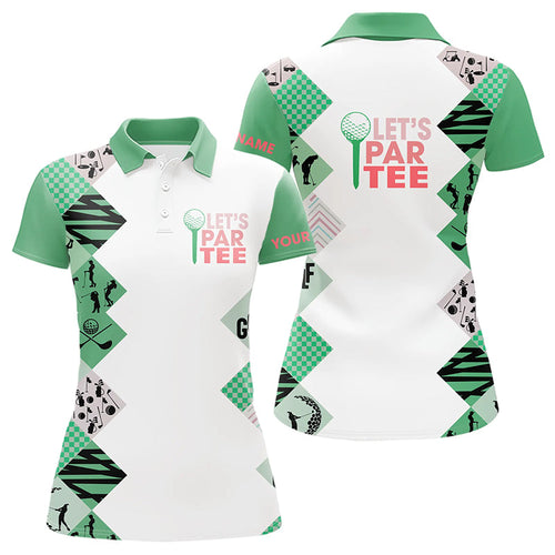 Green and White Women golf polo shirts custom Let's par tee golf tops for ladies golfing gifts jersey NQS9137